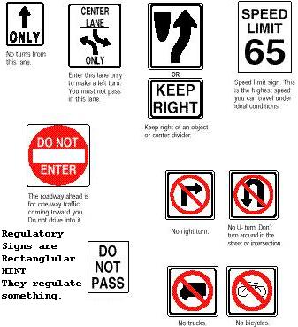 Regulatory Signs Shape and Color
